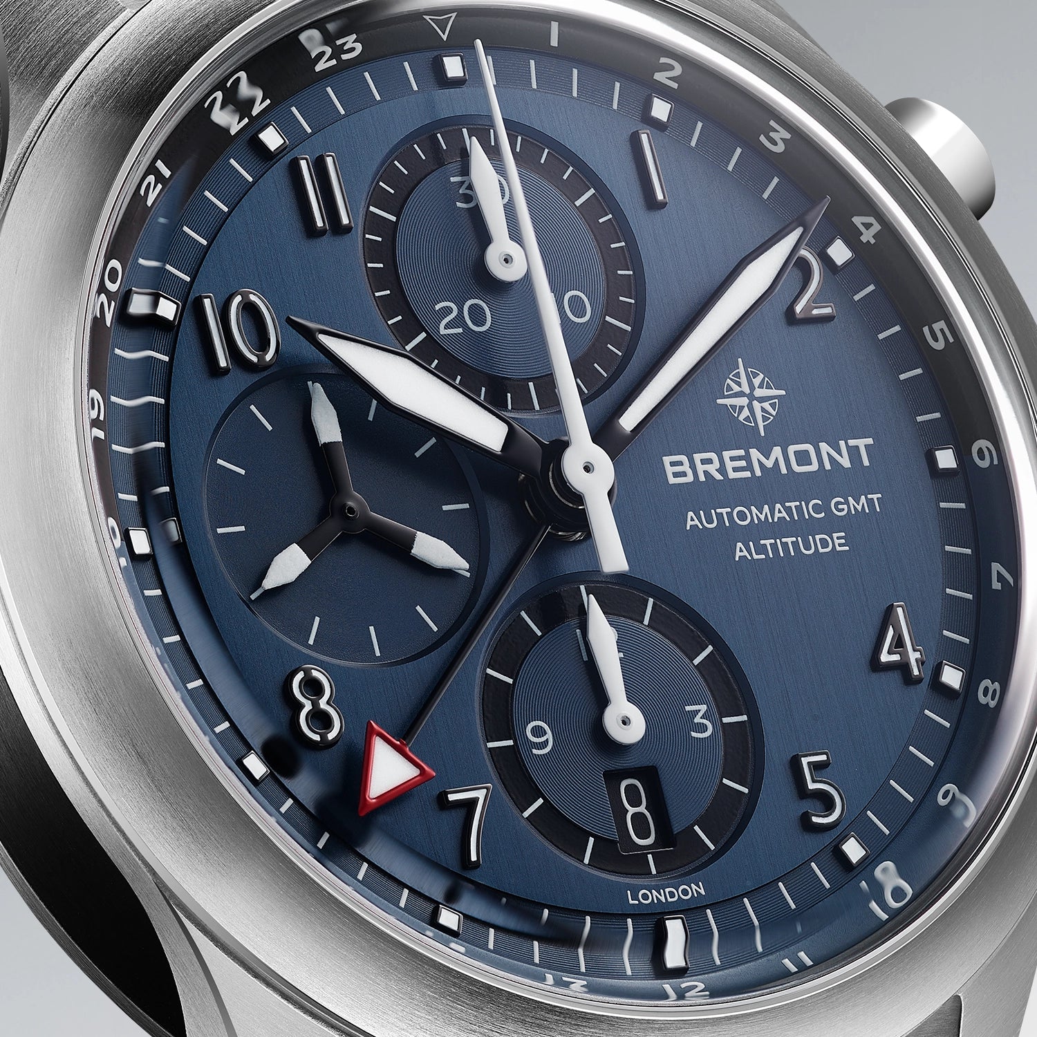 Altitude 42mm Chronograph GMT Blue Dial Leather Strap - Image 3