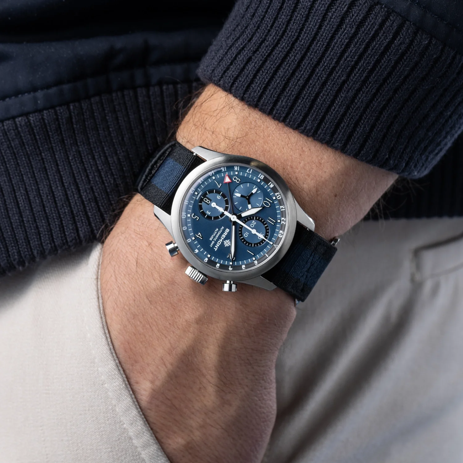 Altitude 42mm Chronograph GMT Blue Dial Nato Strap - Image 6