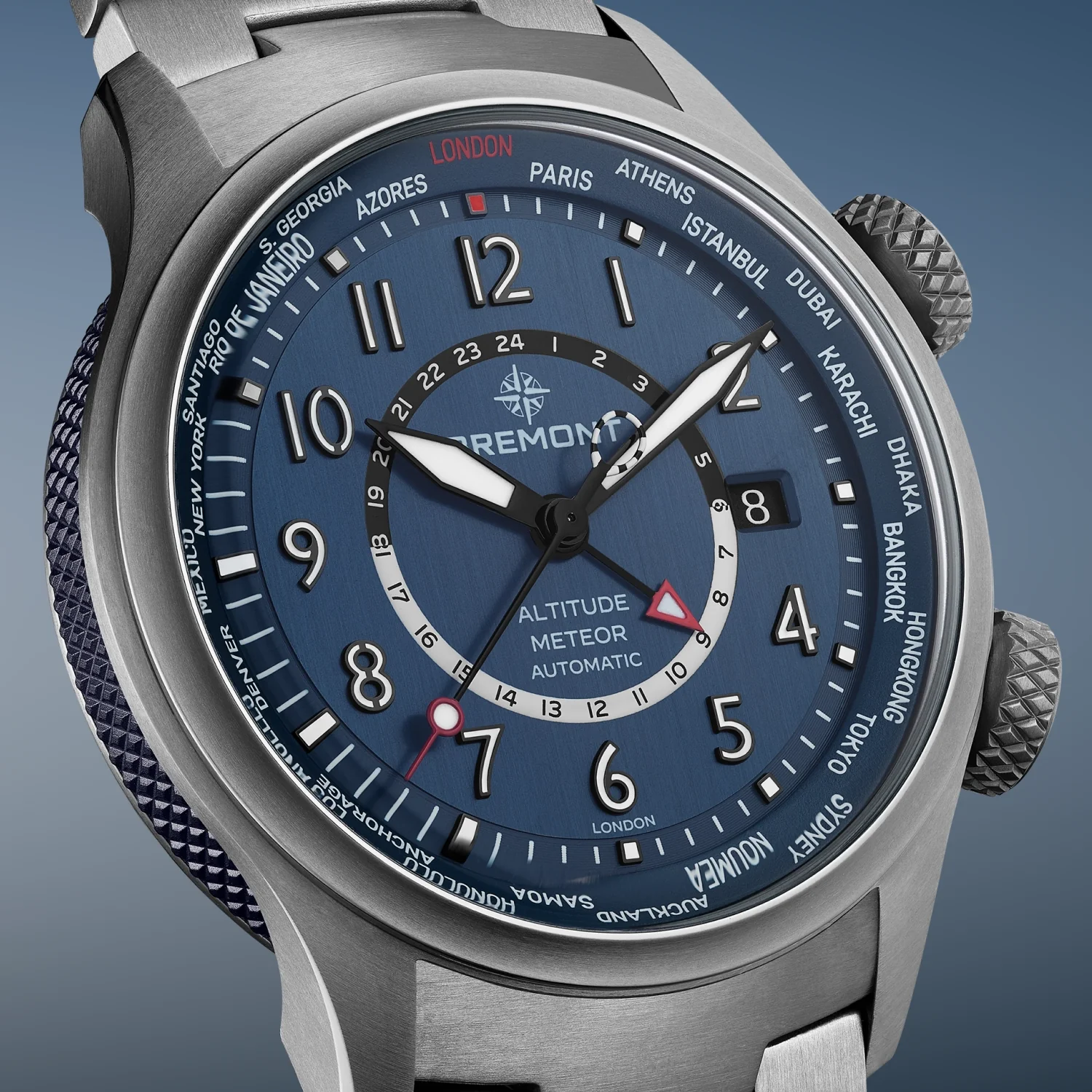 Altitude MB Meteor Time Zones Blue Dial Leather Strap - Image 4